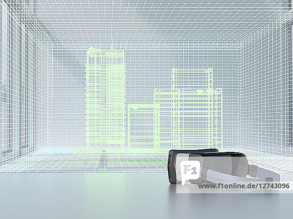 3D rendering  Hologram of buildings an augmented reality glasses