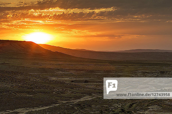 Azerbaijan Gobustan Gobustan National Park at sunrise