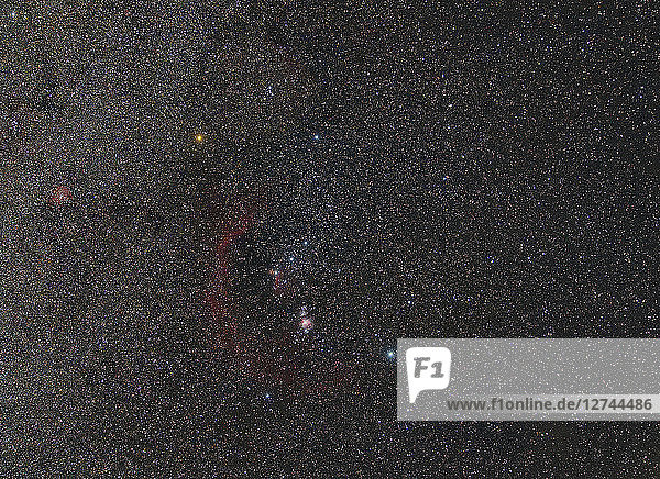 Astrophotography  constellation Orion with nebulae and different colours of the stars