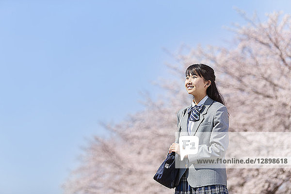 Japanese junior-high schoolgirl in uniform