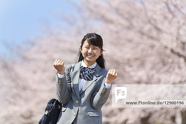 Japanese junior-high schoolgirl in uniform