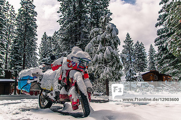 Schneebedecktes Tourenrad  Truckee  Kalifornien  USA