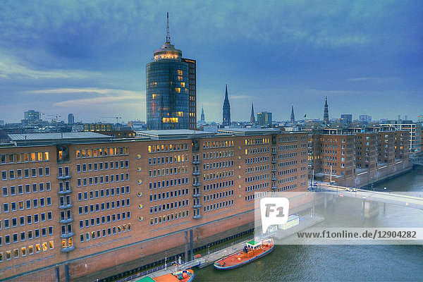Speicherstadt und Hanseatic Trade Center Hamburg Deutschland Europa