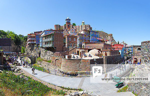 Georgia  Tbilisi  Narikala fortess with sulphuric baths in foreground