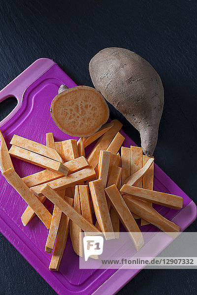 Sliced and whole sweet potato