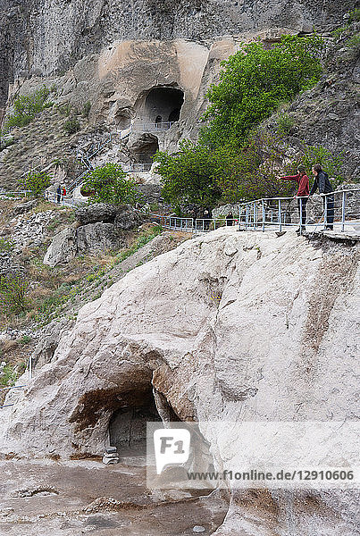 Georgia  Samtskhe-Javakheti  Tourists at cave city Vardzia