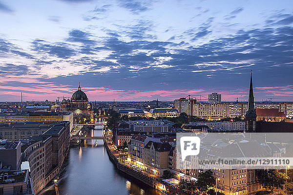 Germany Berlin elevated city view at morning twilight