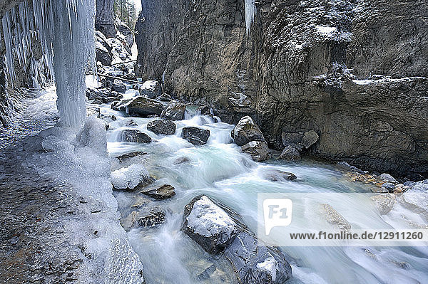 Germany  Garmisch-Partenkirchen  View of icicles in partnachklamm gorge