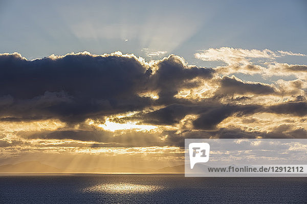 UK  Scotland  Inner Hebrides  Isle of Skye  cloudscape at sunset