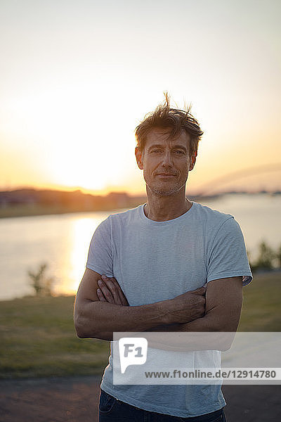 Portrait of a mature man at sunset