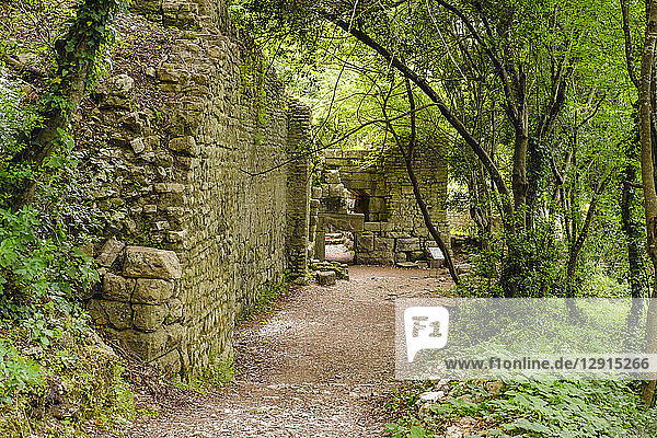 Albania  Vlore County  near Saranda  ancient city Butrint  city wall and lions gate