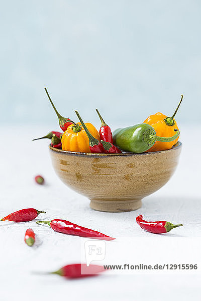 Bowl of various chili pods