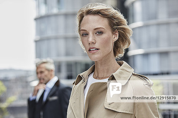 Germany  Duesseldorf  portrait of blond young businesswoman