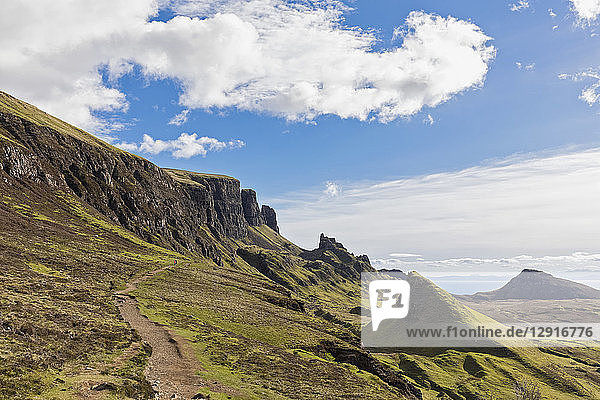 UK  Scotland  Inner Hebrides  Isle of Skye  Trotternish  Quiraing  hiking trail