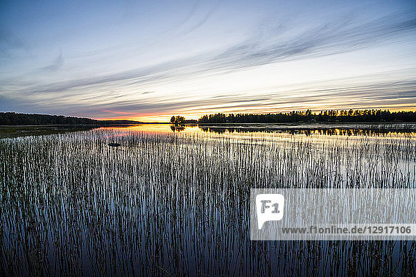 Finland  Kjaani  Kajaani river at sunset
