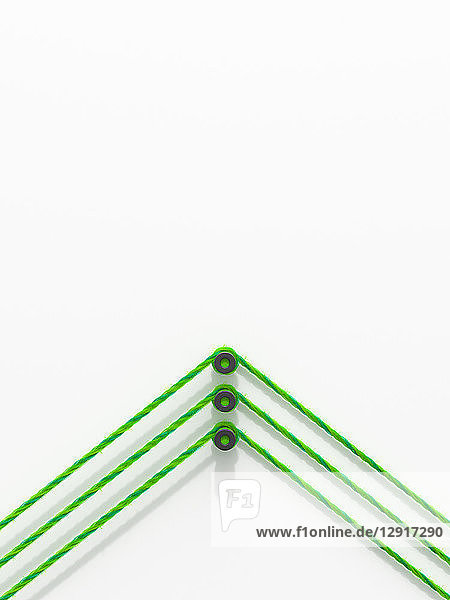 3D rendering  Arrow shape made from colorful threads  showing the direction