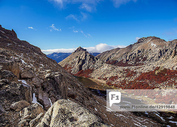 Toncek Lagoon Valley elevated view Nahuel Huapi National Park Rio Negro Province Argentina South America