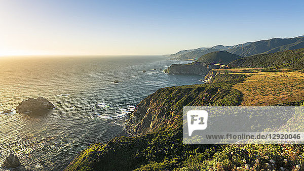The Pacific coast in Pfeiffer Big Sur State Park between Los Angeles and San Francisco  California  United States of America  North America