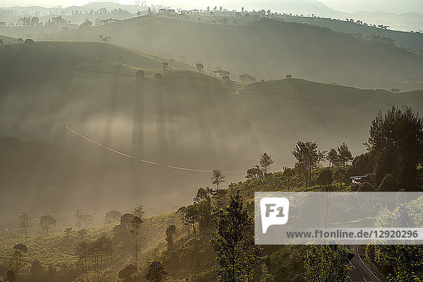 Sunrise moment from Giri's peak Java Indonesia Southeast Asia