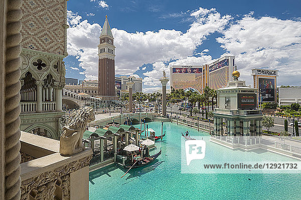 View of canal from The Venetian Hotel and Casino The Strip Las Vegas Boulevard Las Vegas Nevada United States of America North America