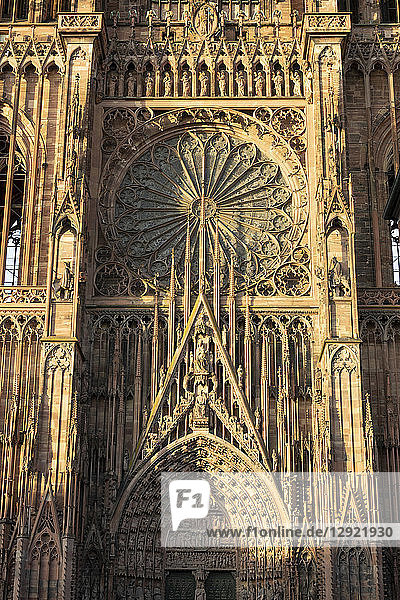 Rose Window  West Front  Strasbourg Cathedral  UNESCO World Heritage Site  Strasbourg  Alsace  France  Europe