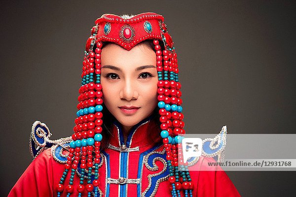 Women in the Mongolian costumes