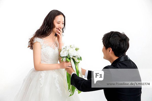 Romance of the bride and groom