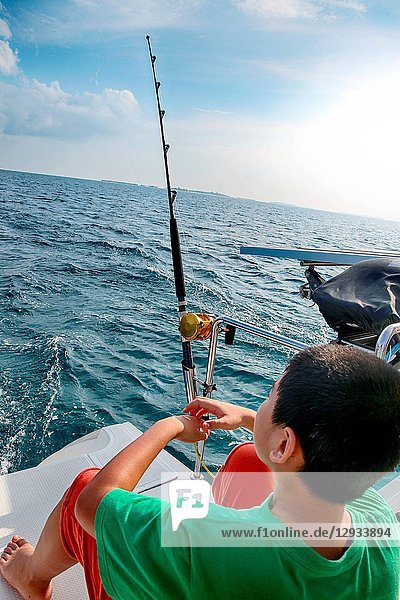 Sea fishing boy