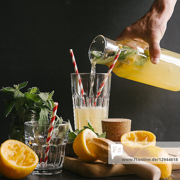 Lemonade being poured