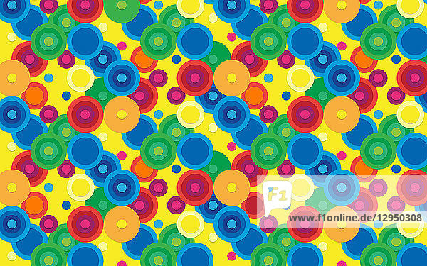 Abstraktes formatfüllendes Muster aus mehrfarbigen Kreisen