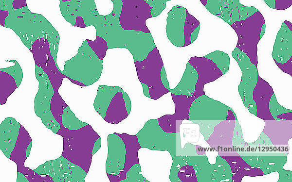 Abstraktes verschmelzendes grünes und violettes Schnörkelmuster