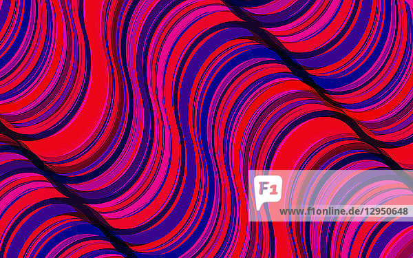 Leuchtend rotes und violettes abstraktes formatfüllendes Wellenmuster