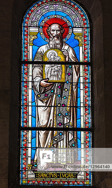 Frankreich  Gironde  Bordeaux  Stadtviertel Bastide  Glasfenster der Kirche Saint-Maria (19. Jahrhundert)  Saint Lucas