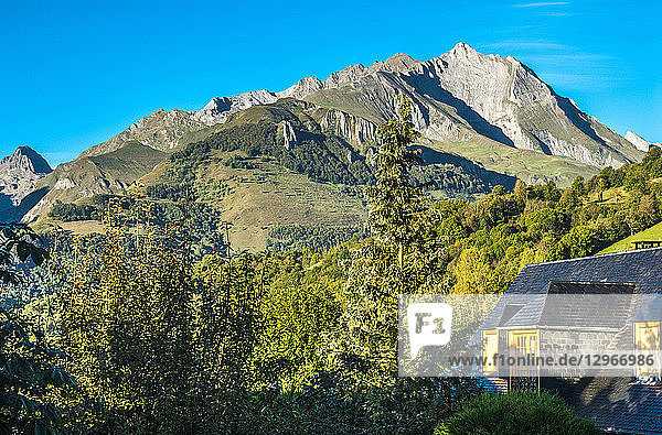 France Pyrenees National Park Occitanie region Val d'Azun Pic du Grand Gabizos (2 691 meters) seen from Aucun