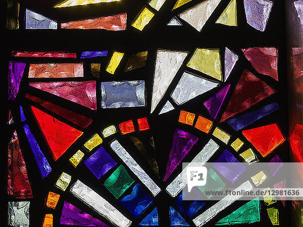 Close up of stained glass window