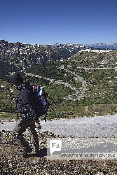 Man hiking at Loveland Pass  Colorado