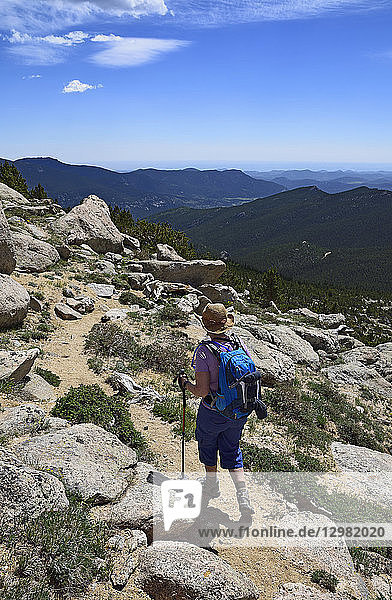 Woman hiking in Mount Evans Recreational Area  Colorado