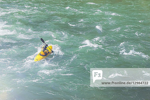 USA  Washington State  kayaker on Snoqualmie River