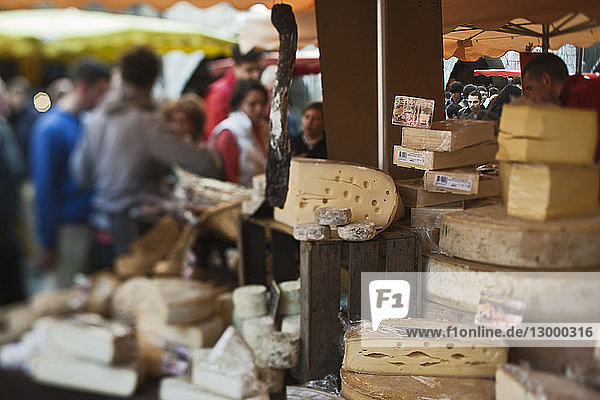 France,  Haute Savoie,  Annecy,  spreading a merchant Cheese Market Street St. Clair