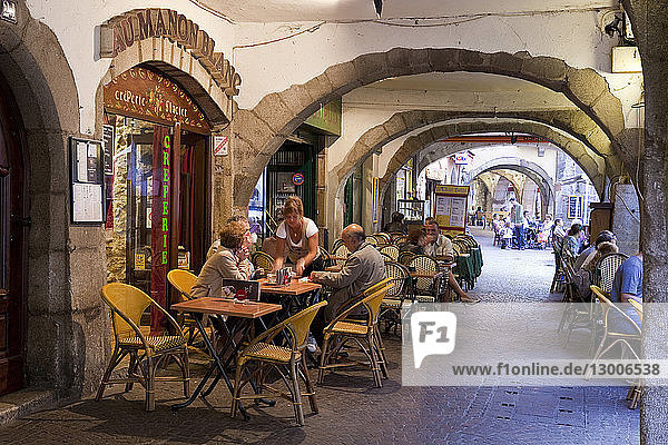 France,  Haute Savoie,  Annecy,  shops under the arches of the old town