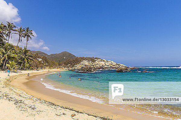 A view of the Caribbean beach at Cabo San Juan in Tayrona National Park  Colombia