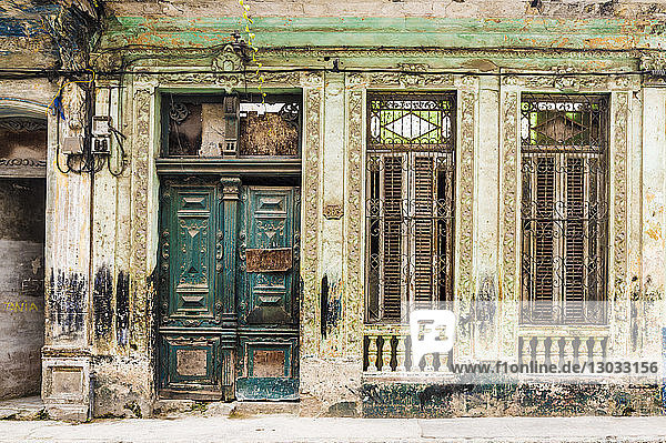 A beautifully aged building in Havana  Cuba  West Indies  Caribbean