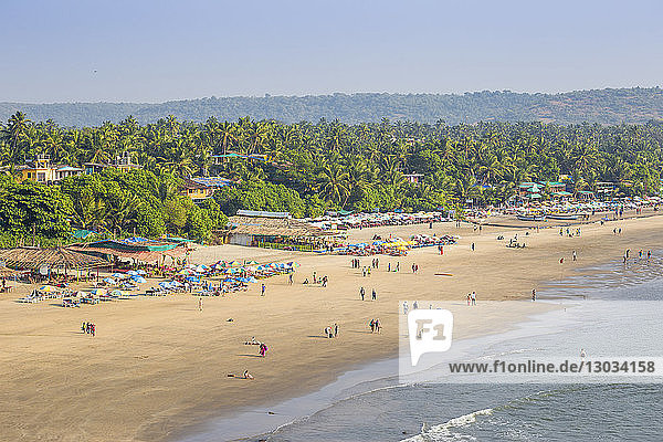 Blick auf den Strand von Arambol  Goa  Indien