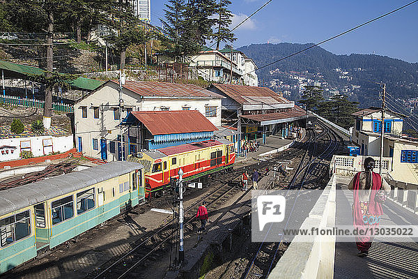 The Himalayan Queen toy train at Shimla railway station  terminus of the Kalka to Shimla Railway  UNESCO World Heritage Site  Shimla (Simla)  Himachal Pradesh  India