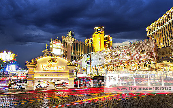 The Venetian Hotel and Casino at night  The Strip  Las Vegas Boulevard  Las Vegas  Nevada  United States of America  North America
