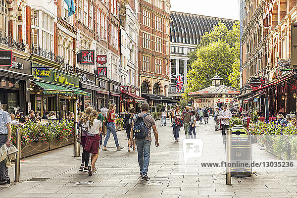 A typical street scene off Leicester Square  London  England  United Kingdom