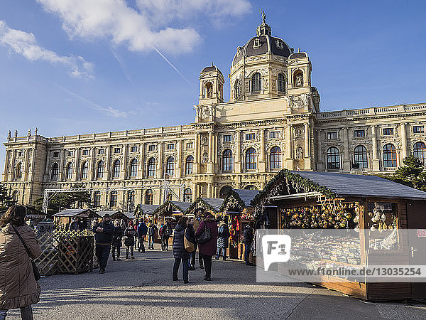 Christmas Market outside the Natural History Museum  Vienna  Austria