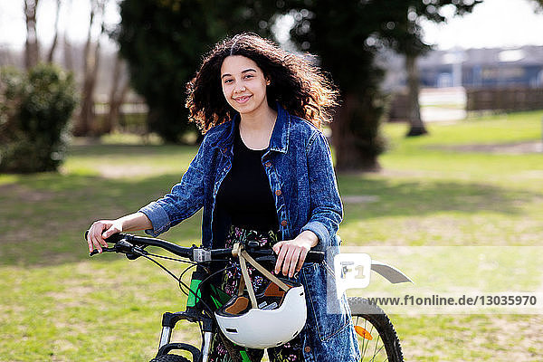 Teenage girl on pushbike