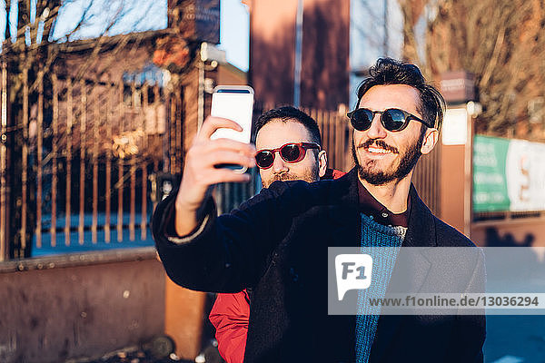 Friends taking selfie  Milan  Italy