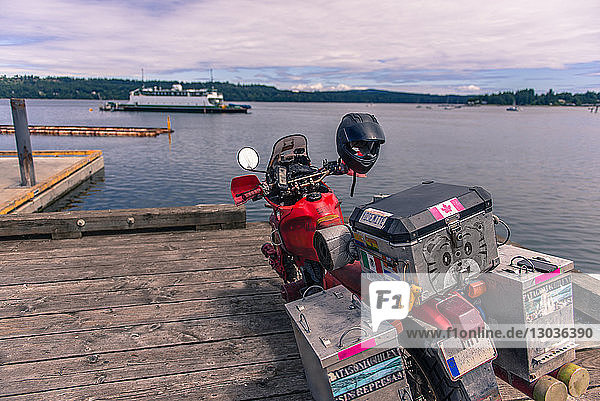 Touring motorcycle by Campbell River  Vancouver  Canada
